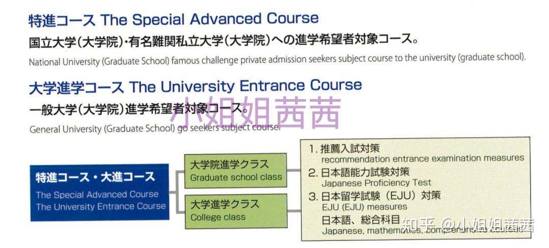 特別升學課程針對以國立大學及其大學院,有名的私立,高難度指數大學