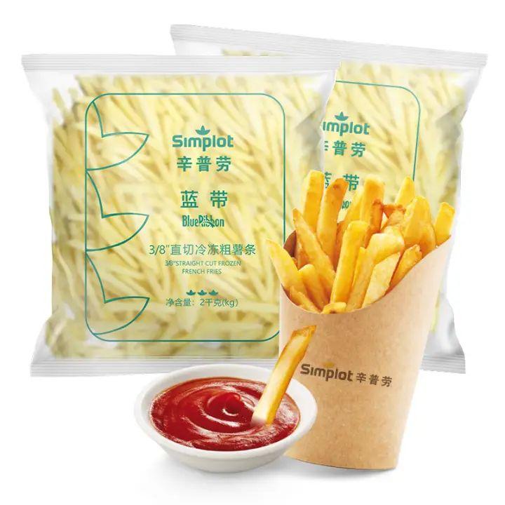 薯条半成品推荐:这款辛普劳蓝带系列冷冻薯条(细薯条2kg 粗薯条2kg),