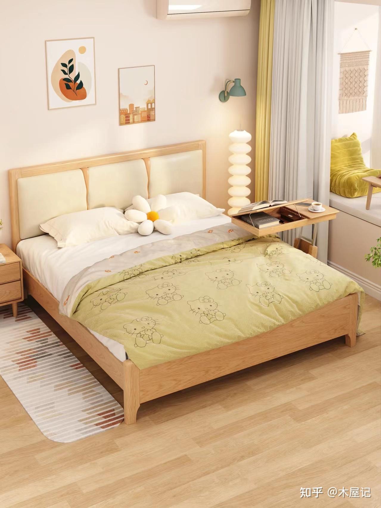 日式原木风治愈系小清新卧室实木床