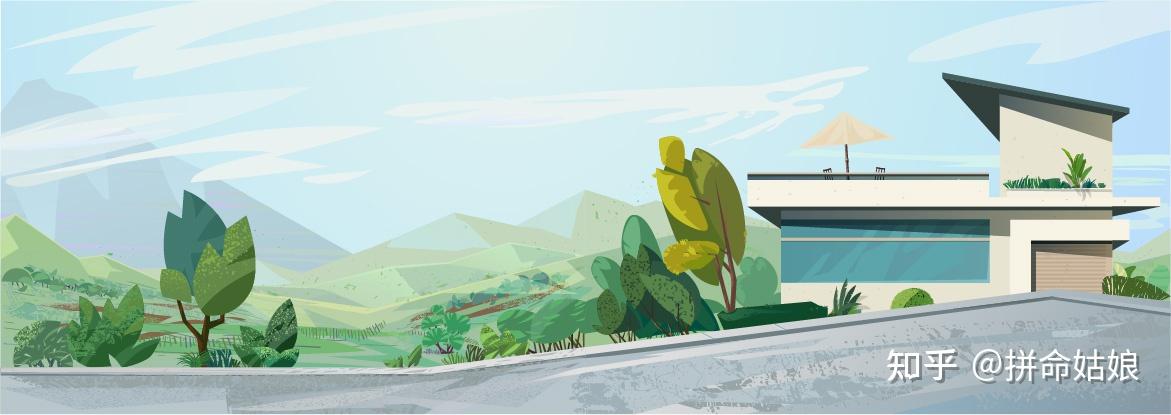 软件效果图素材11插画风05景观建筑插画创意元素与场景ai源件素材收集