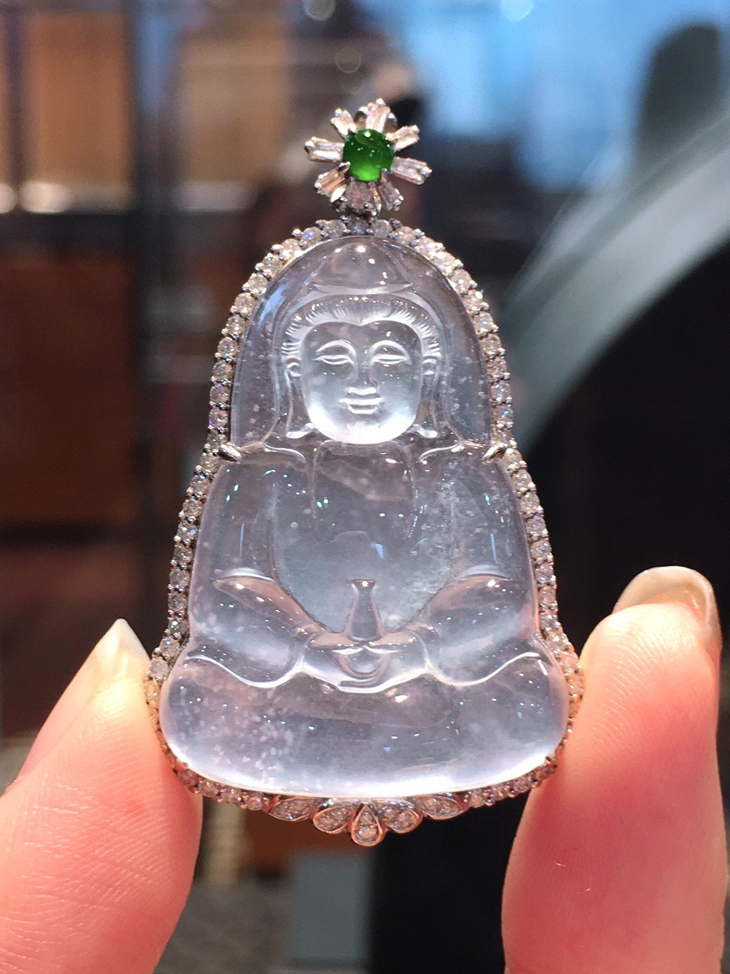 2,高品质玻璃种观音娘娘吊坠