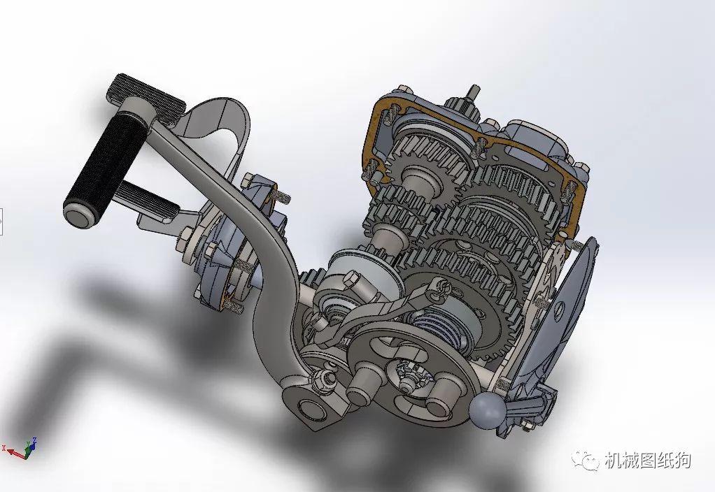 差减变速器m72摩托车变速箱3d模型solidworks设计 