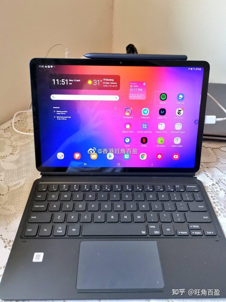 三星galaxytabs7s7丹宁蓝加键盘轻便办公首选