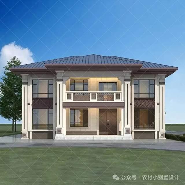 16米面宽四开间二层新中式农村自建房别墅,45套二层新中式别墅 - 知乎