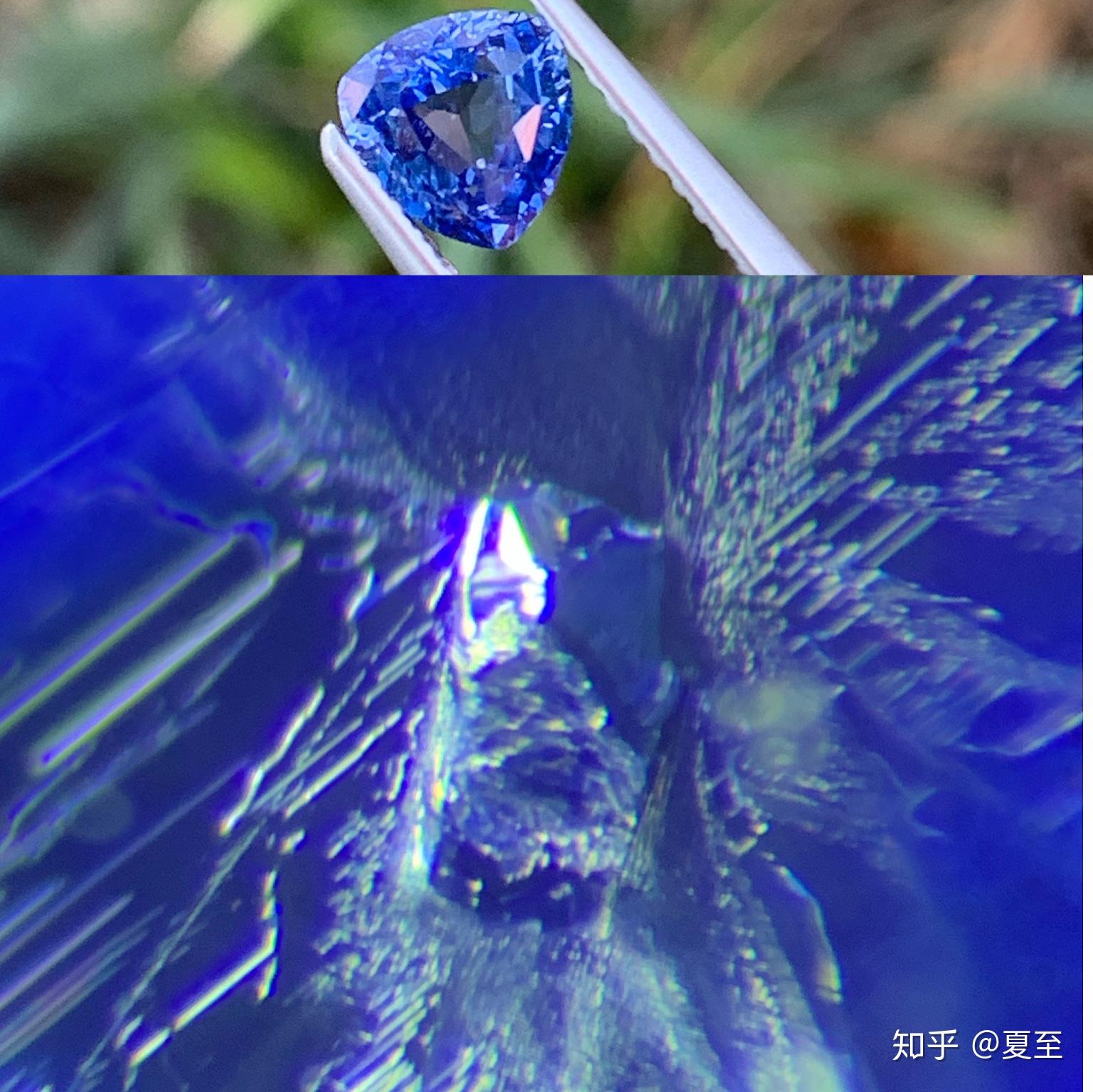 尖晶石用显微镜观察内部后有鳞片质感的显微特征,但是玻璃体本身是