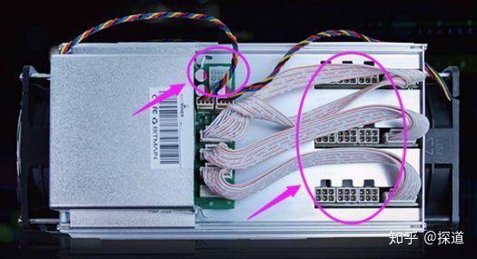 然后连接电源线,把矿机电源的各个接口接入矿机,电源有10根接线,分别