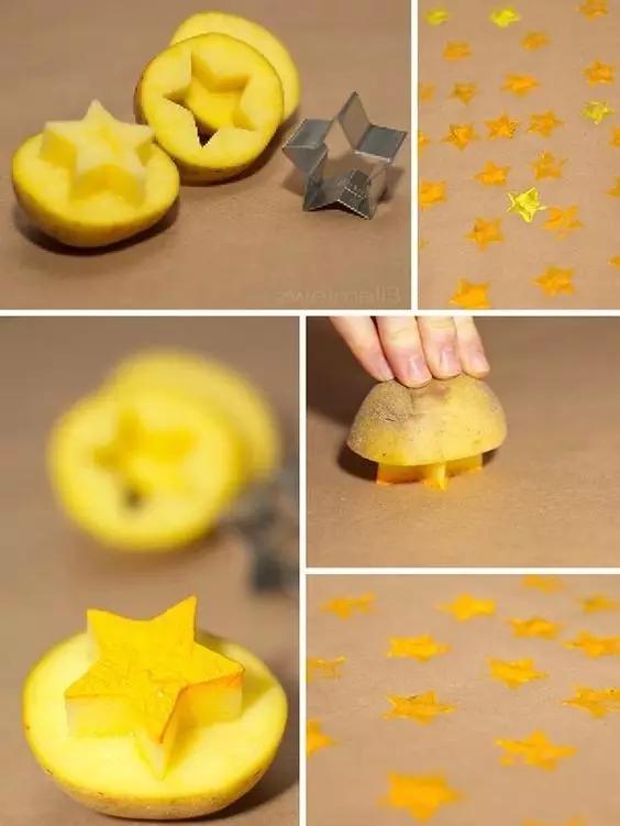 幼儿园拓印画一颗土豆就够你玩一整天