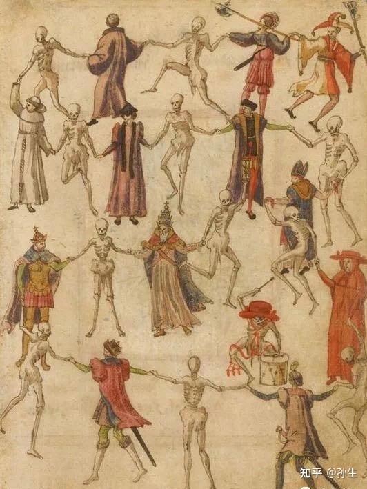 在欧洲艺术和文学中建立了一个不祥的主题:与死亡共舞