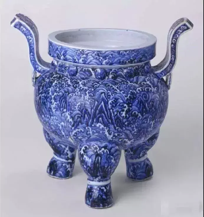 銀閣】 中国美術 青花 花卉紋 双耳 扁壺 瓶 永楽季製 款 時代箱