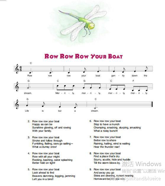朗朗上口的英文儿歌:row row row your boat(含歌词,简谱,绘本插图)