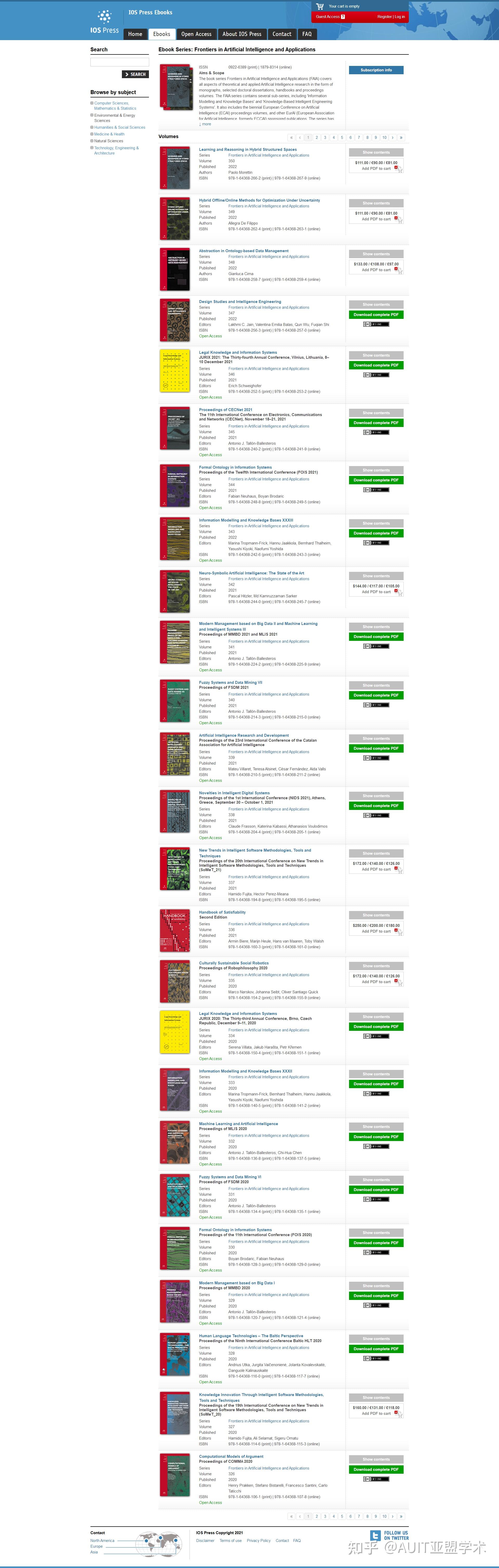 Ebook Series Frontiers in Artificial Intelligence and Applications【EI