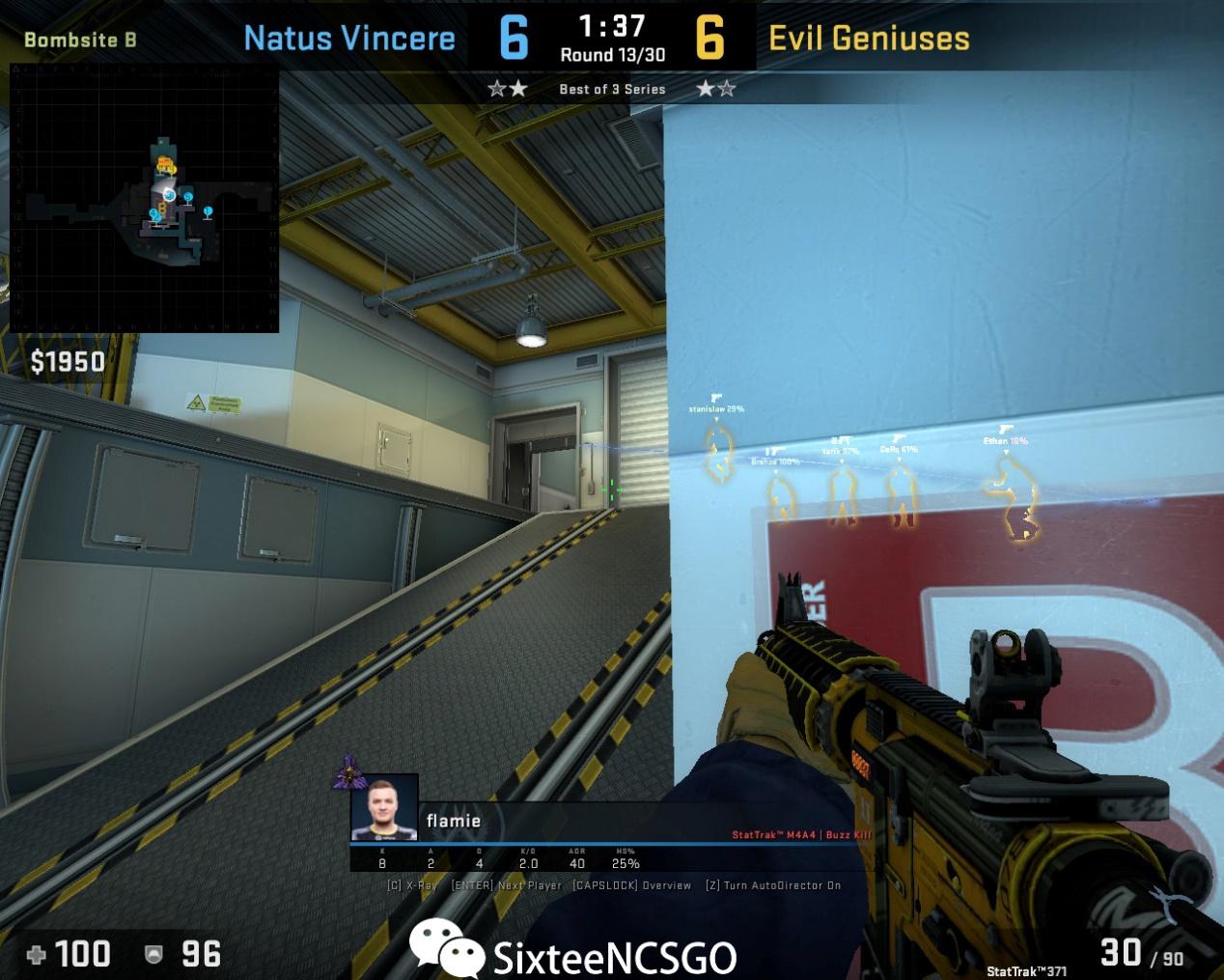 sixteencsgoct面对t的rush如果后撤最优的路线选择