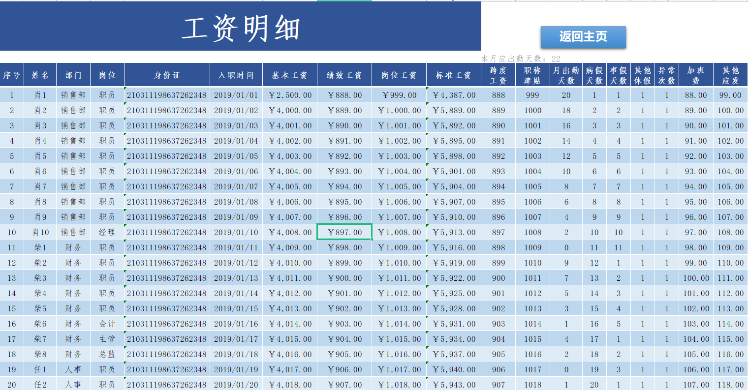 全自动excel工资薪酬核算管理系统