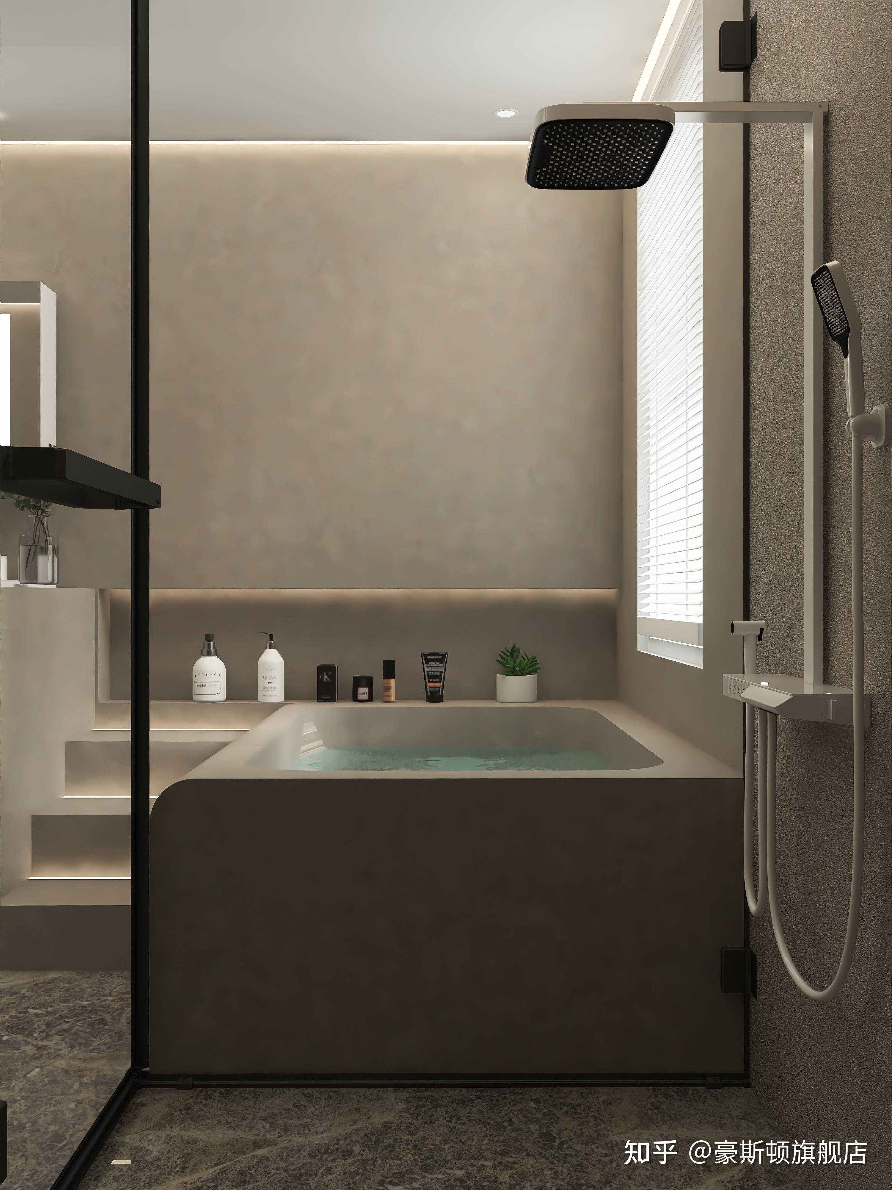 别墅卫生间砖砌浴缸设计效果图_装信通网效果图