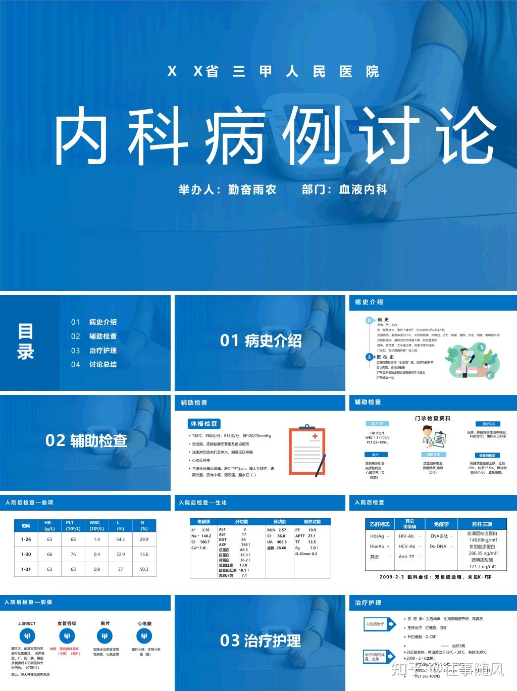 内科治疗护理病历讨论ppt模板