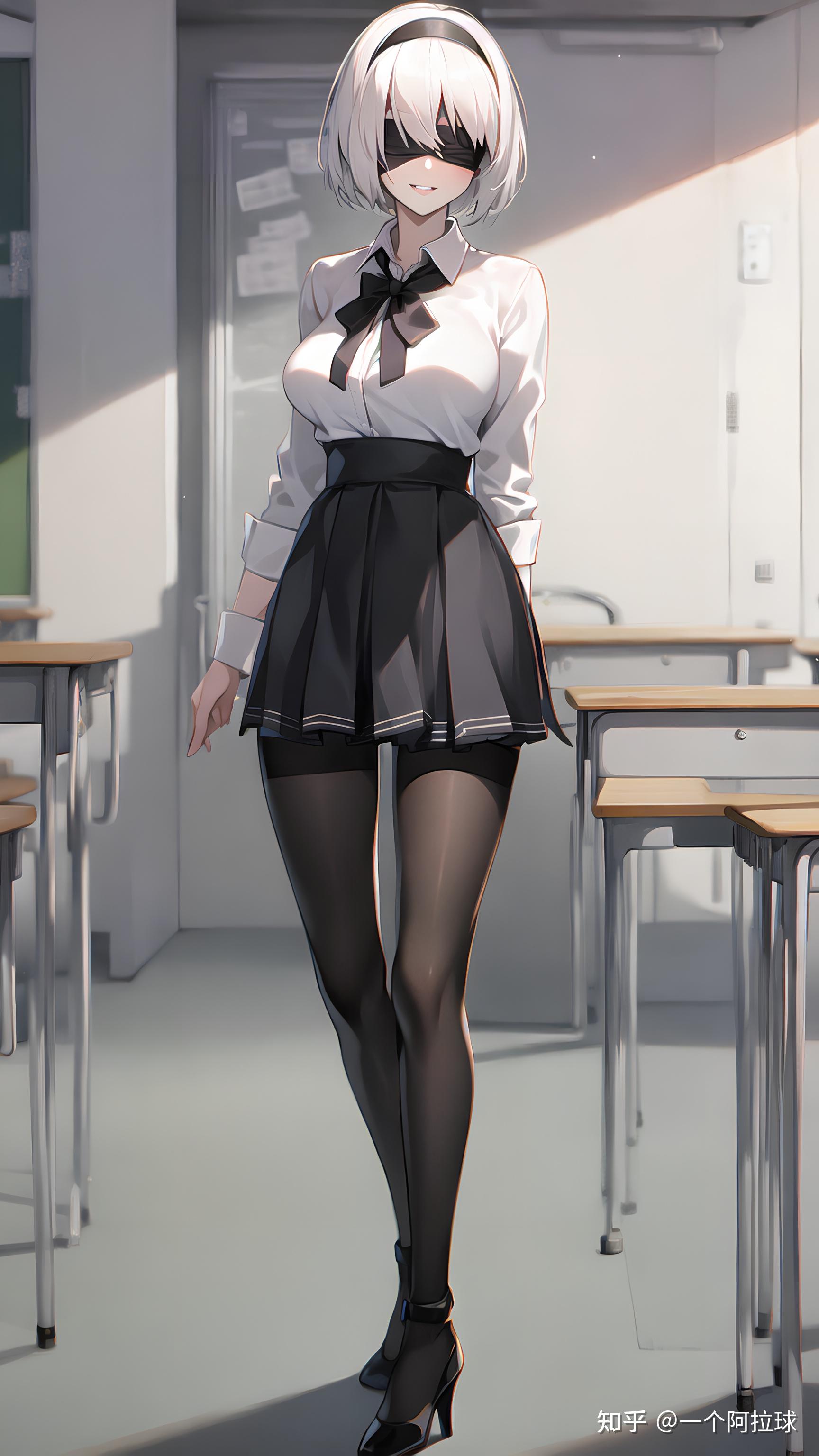 挑战100位动漫女孩穿jk | 2b小姐姐 | 尼尔机械纪元 | ai绘画 | 动漫