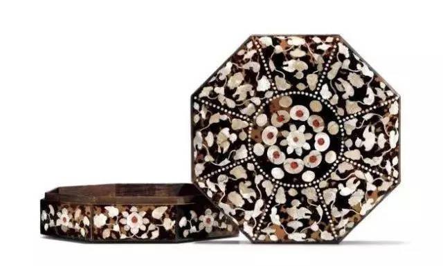 中国古玩 唐物 古唐木造 螺鈿細工 八角形 花台 古作 細密細工