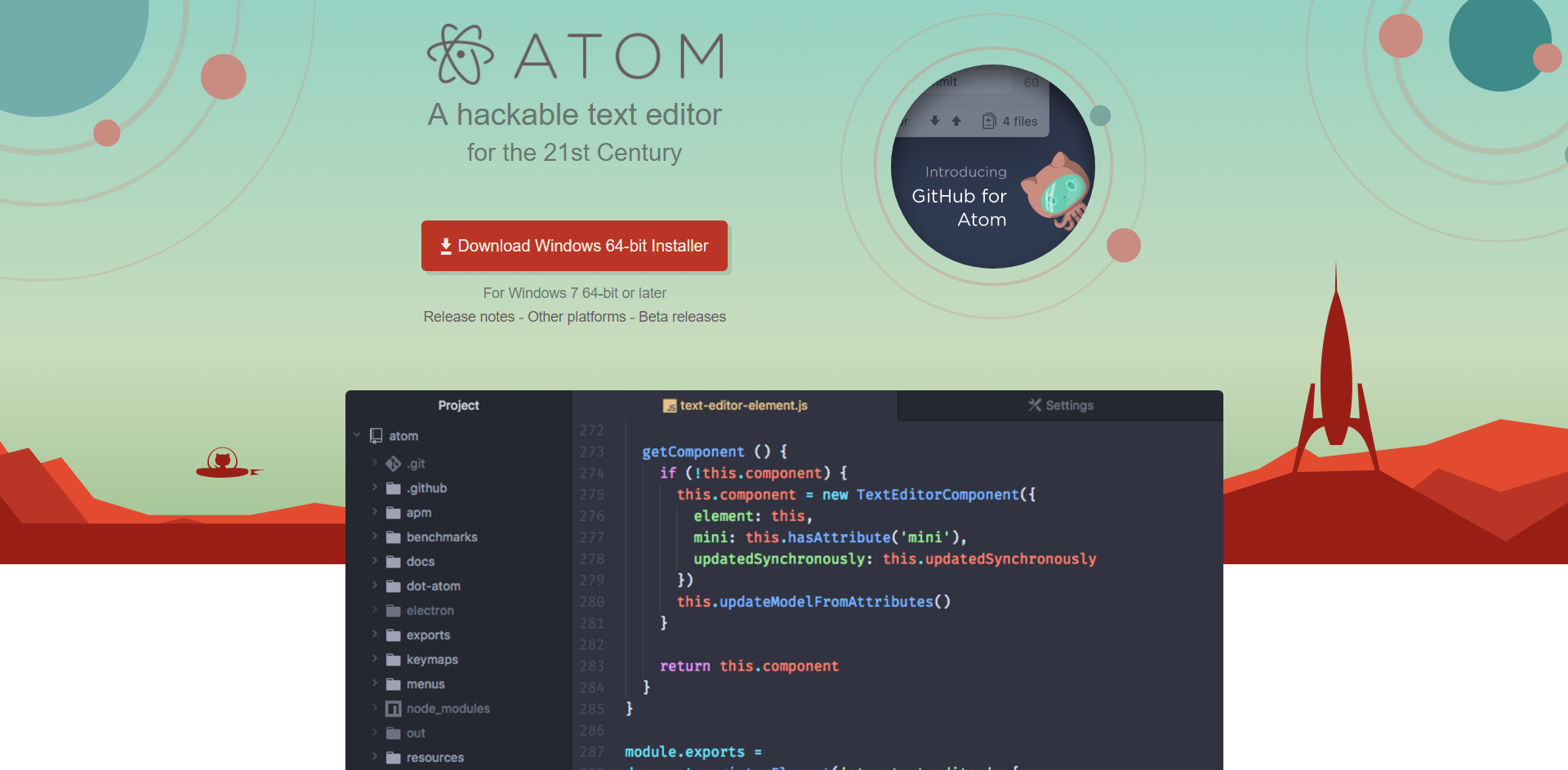 Always available. Дизайн редактора кода. Atom text redactor. Atom Bracket.