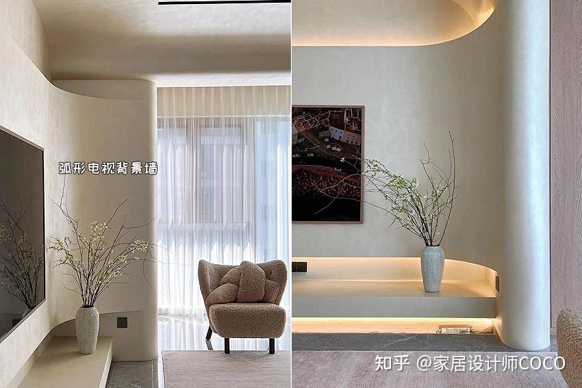 弧形电视背景墙,初见之后感觉尚可,但细品之后只是为了"造型而造型"
