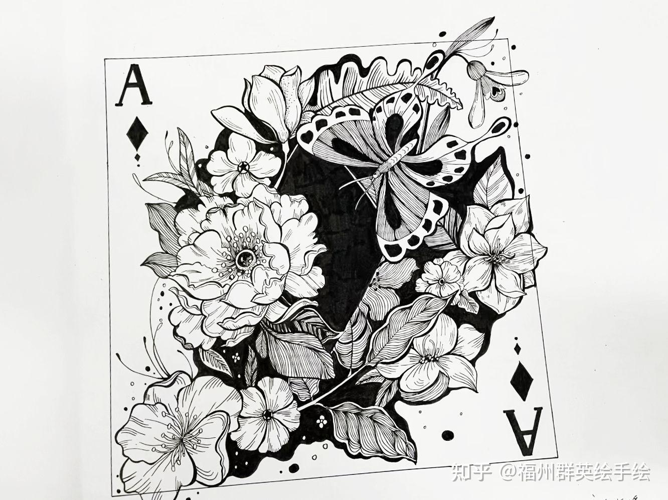 福建农林大学艺术设计考研513手绘黑白创意学员课堂练习作品