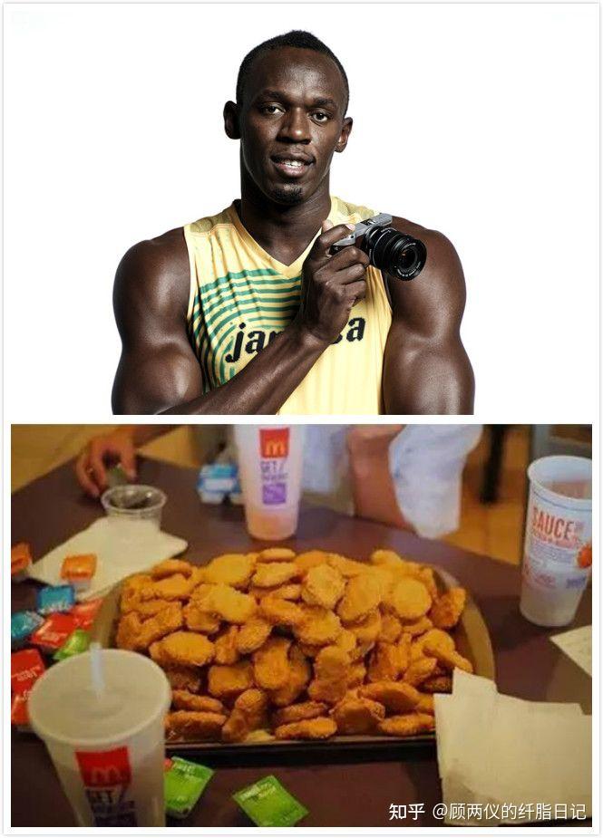 尤塞恩·博尔特(前牙买加短跑运动员 三届奥运冠军)早,午,晚餐:麦乐鸡