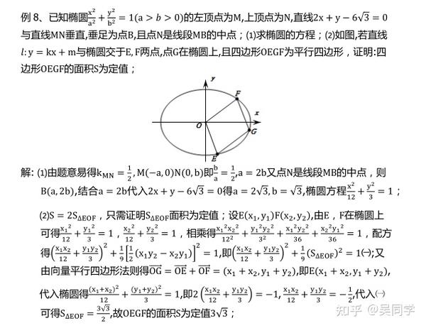 椭圆内接平行四边形面积定值 知乎