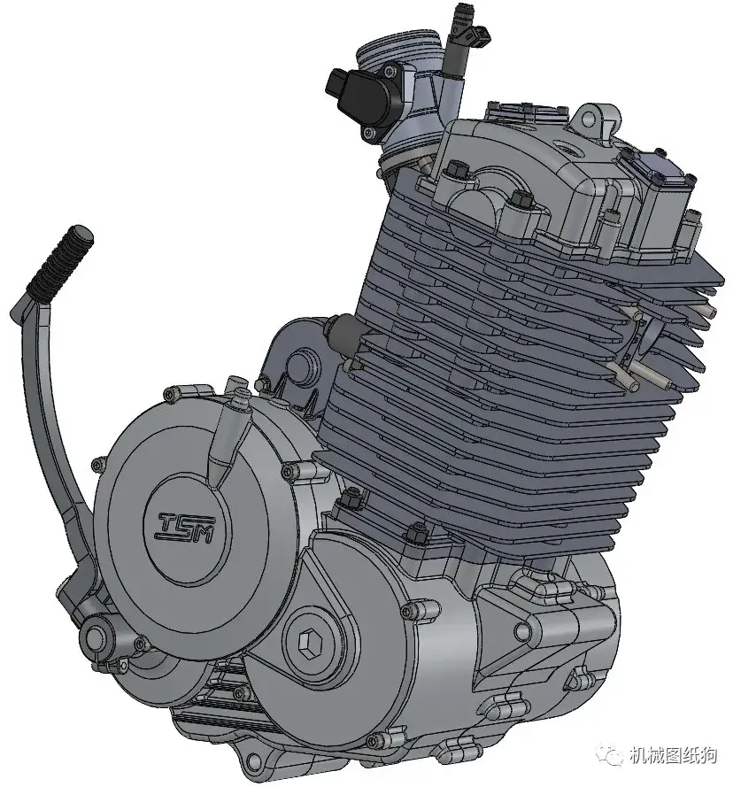 【发动机电机】大型单缸摩托车发动机3d数模图纸 solidworks设计 附