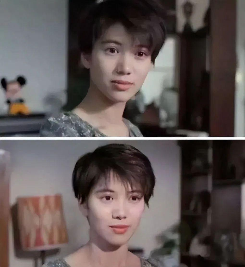 相较于自己长发时的造型,袁咏仪的少年短发显得更加清纯有活力,让人