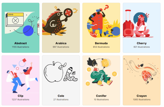 所提供的免费图标服务,而 ouch 则是 icons8 团队提供的一项插画图库