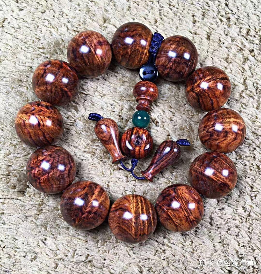 海南黄花梨野生老料满凤尾水波纹20手串