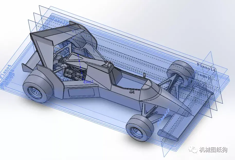 卡丁賽車tyrrell012boomerang三角尾翼賽車3d數模圖紙solidworks設計