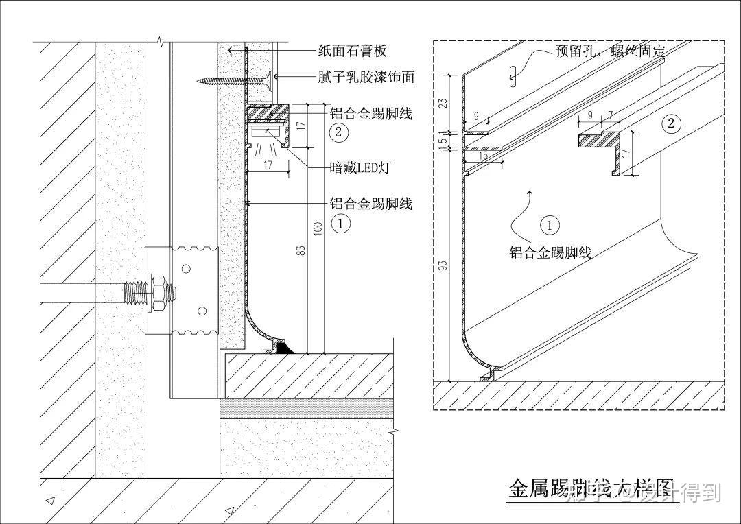 不锈钢踢脚线大样图图片