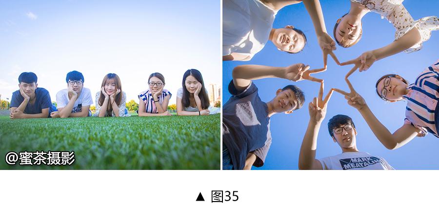 六个人的拍照姿势用手臂摆成六角星的形状