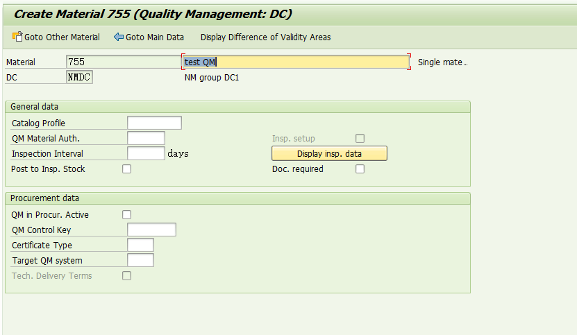 sapretail使用事务代码mm41创建商品主数据时不能激活检验类型