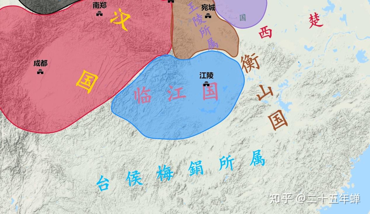 下面再简单勾画一下临江国的疆域分布:而南郡在先秦时期又为楚国经营