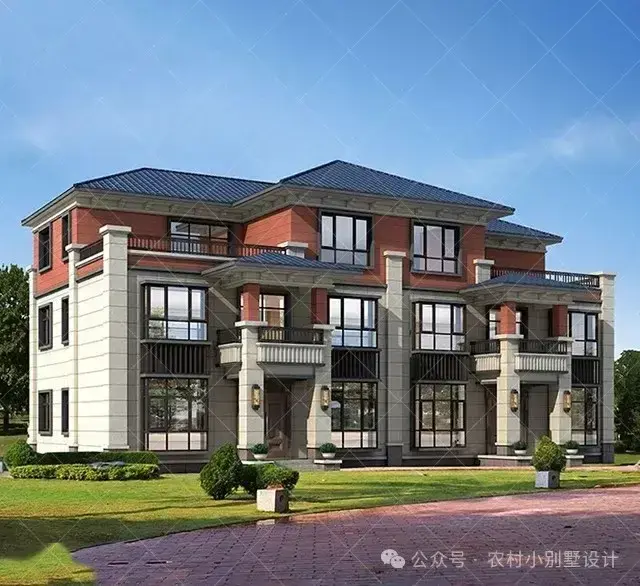 三层新中式兄弟双拼别墅效果图，30套农村双拼农村自建房别墅 - 知乎