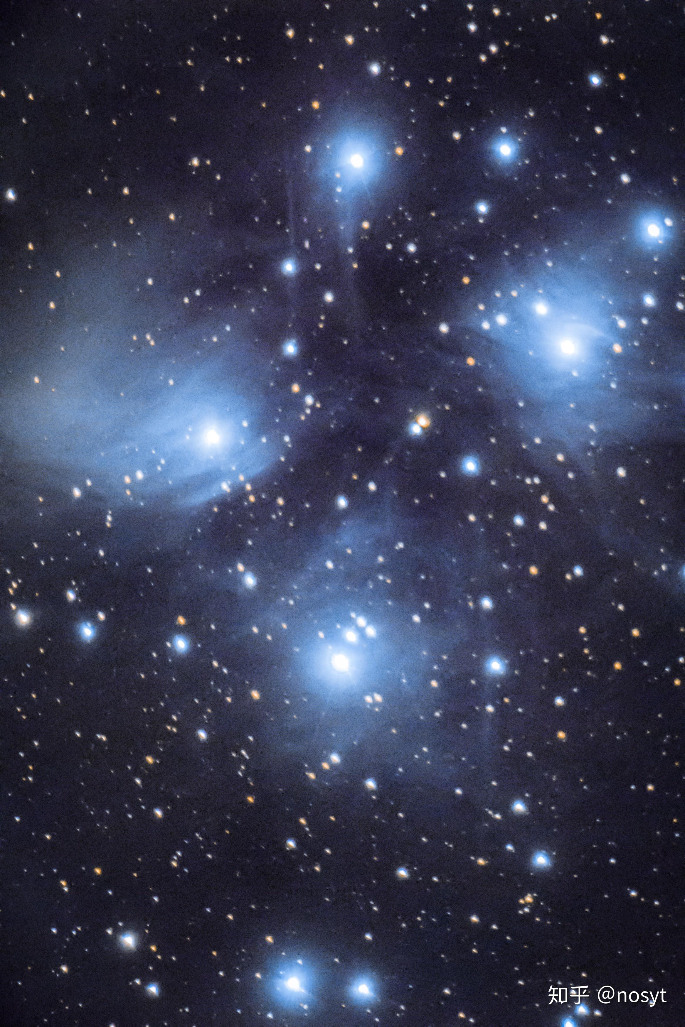 周四深夜拍的pleiades星团,昴星团,曝光半小时,被高色温恒星照亮的
