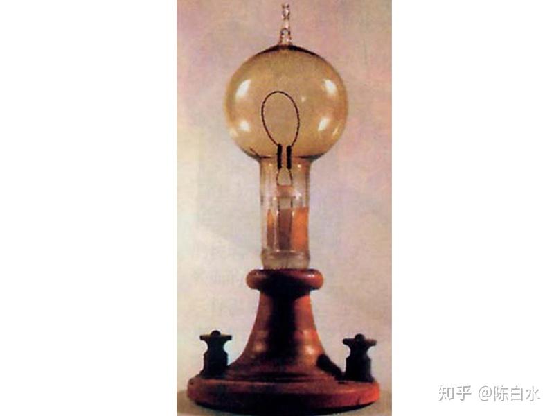 竹丝灯的寿命而绞尽脑汁,突发奇想,为防止碳丝蒸发,在灯泡內封入一根