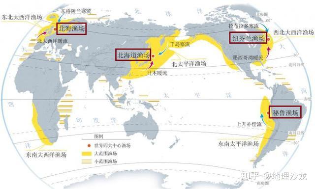 世界著名的四大中心漁場都是和洋流作用有關,一種情況是寒暖流交匯,當