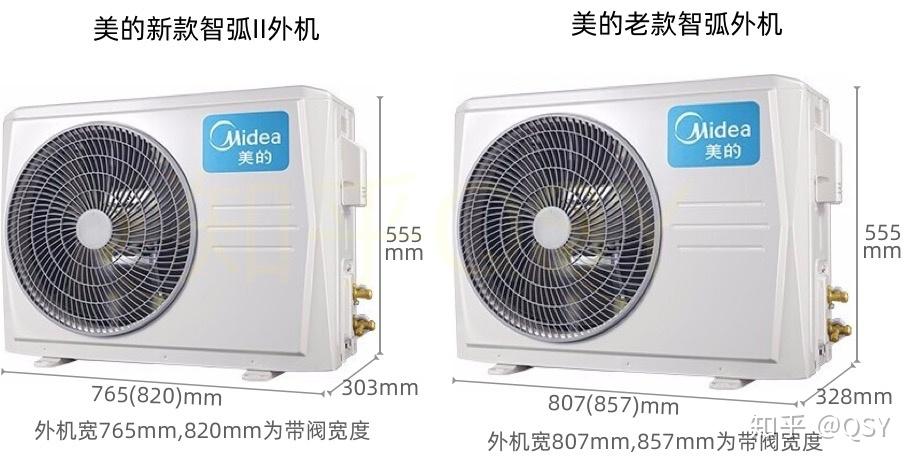我查看了几十款美的空调尺寸,发现是美的部分新国标1匹新三级变频(r32