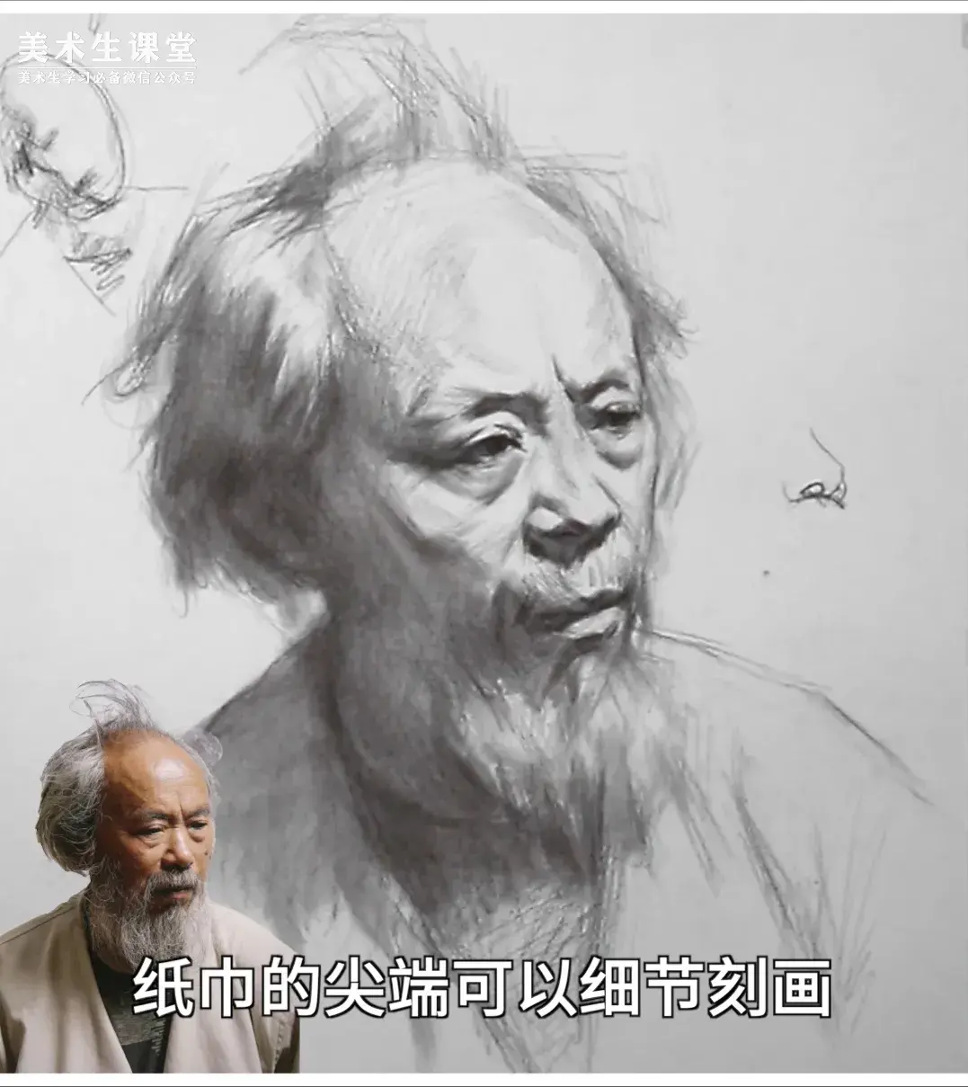 聯考素描教程①丨四分之三側長鬍子男老年素描頭像教學講解課