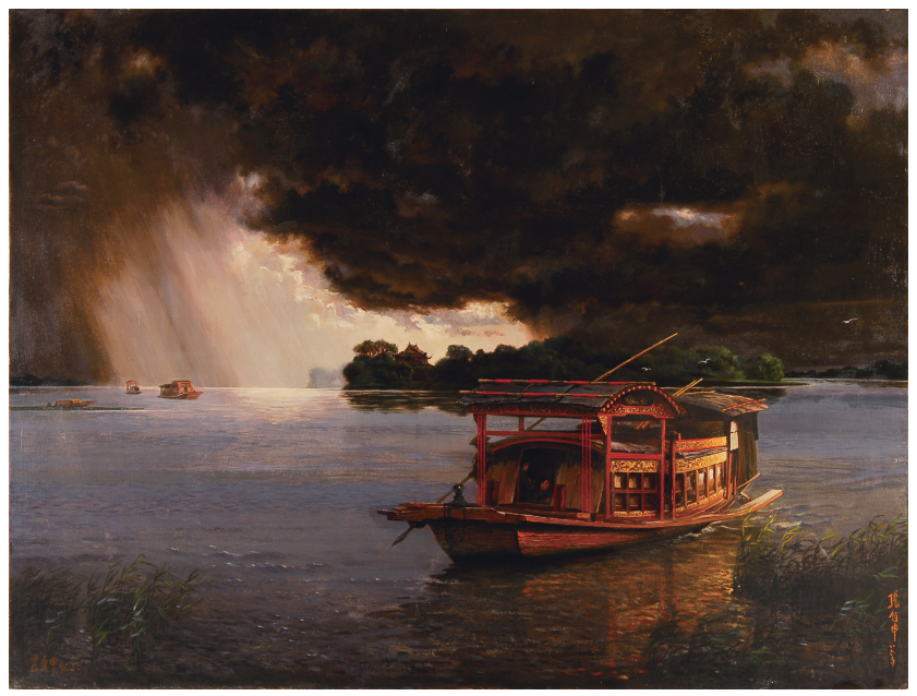 张自申 《南湖红船》 油画 76cm×100cm章永浩 《马克思,恩格斯纪念像