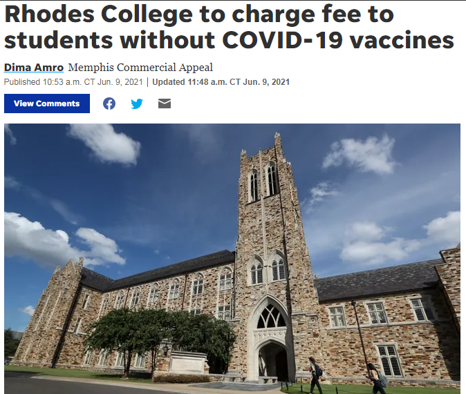 根据当地媒体报道,rhodes college宣布秋季学期进行面对面学习,但是没