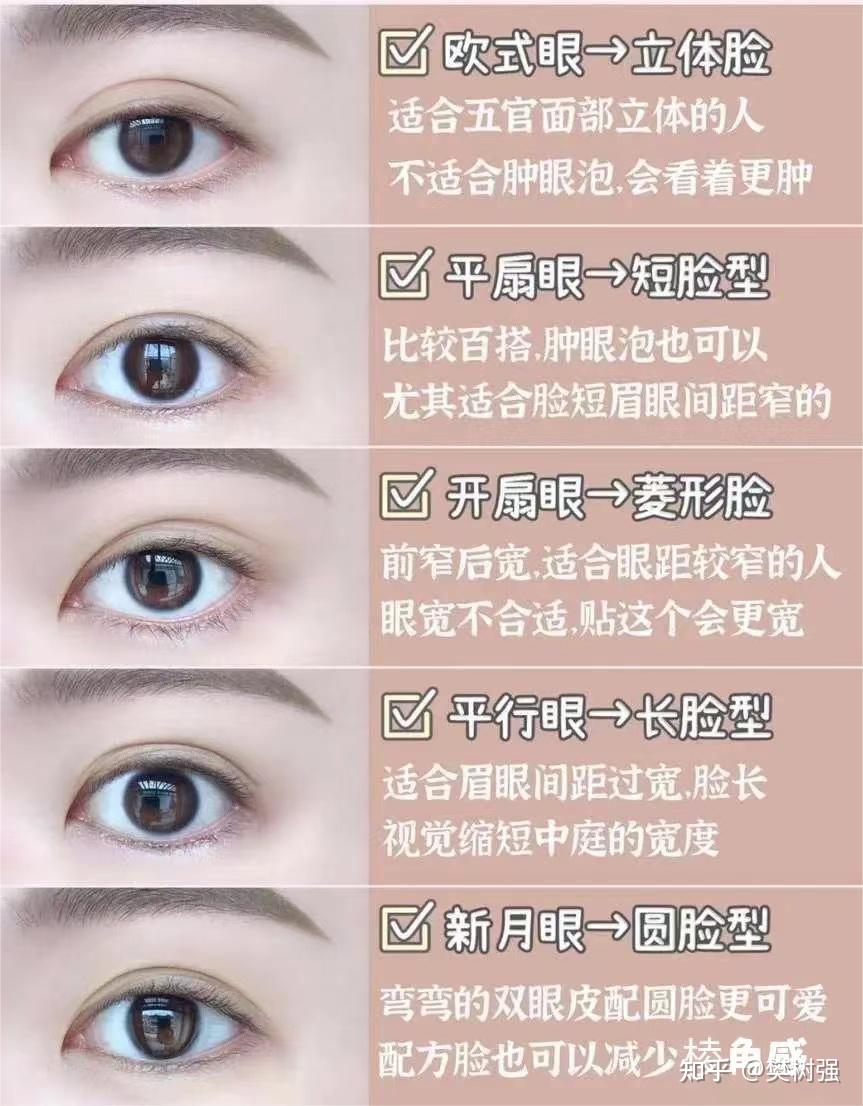 双眼皮的形状你知道有几种 - 知乎