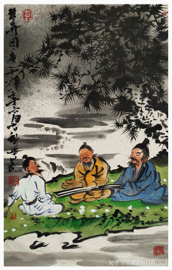 郑新安自然洒脱诗意画境人物系列