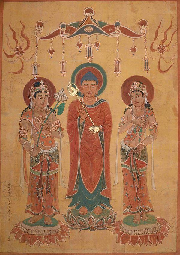 神游千年大美敦煌初唐322窟西龛彩塑配壁画飞天热烈南北壁千佛簇拥