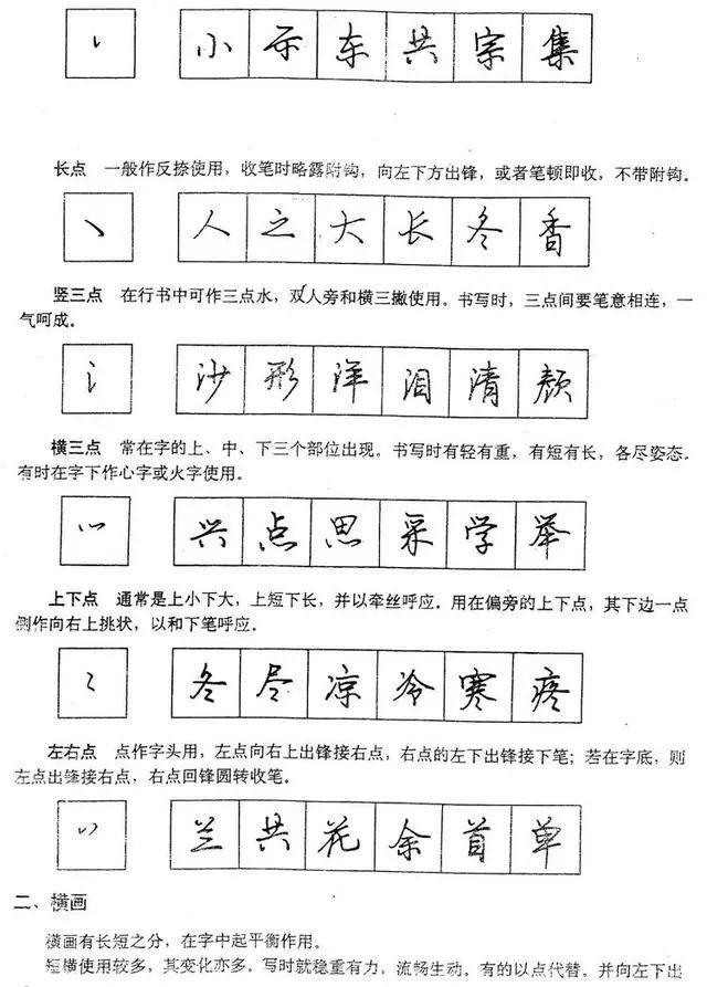 硬笔行书基本笔画