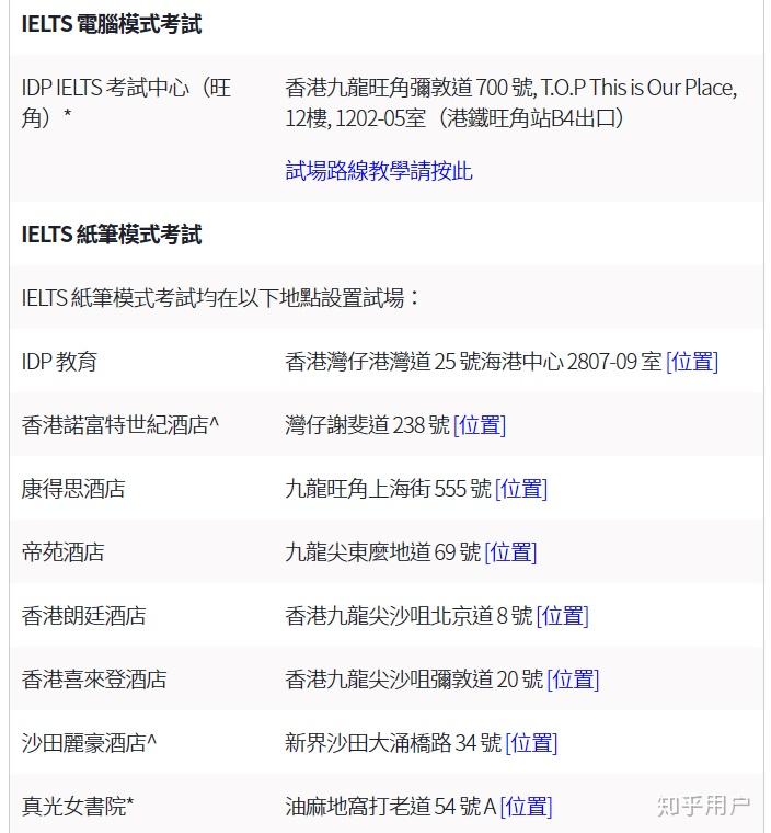 香港雅思考试地点在哪?