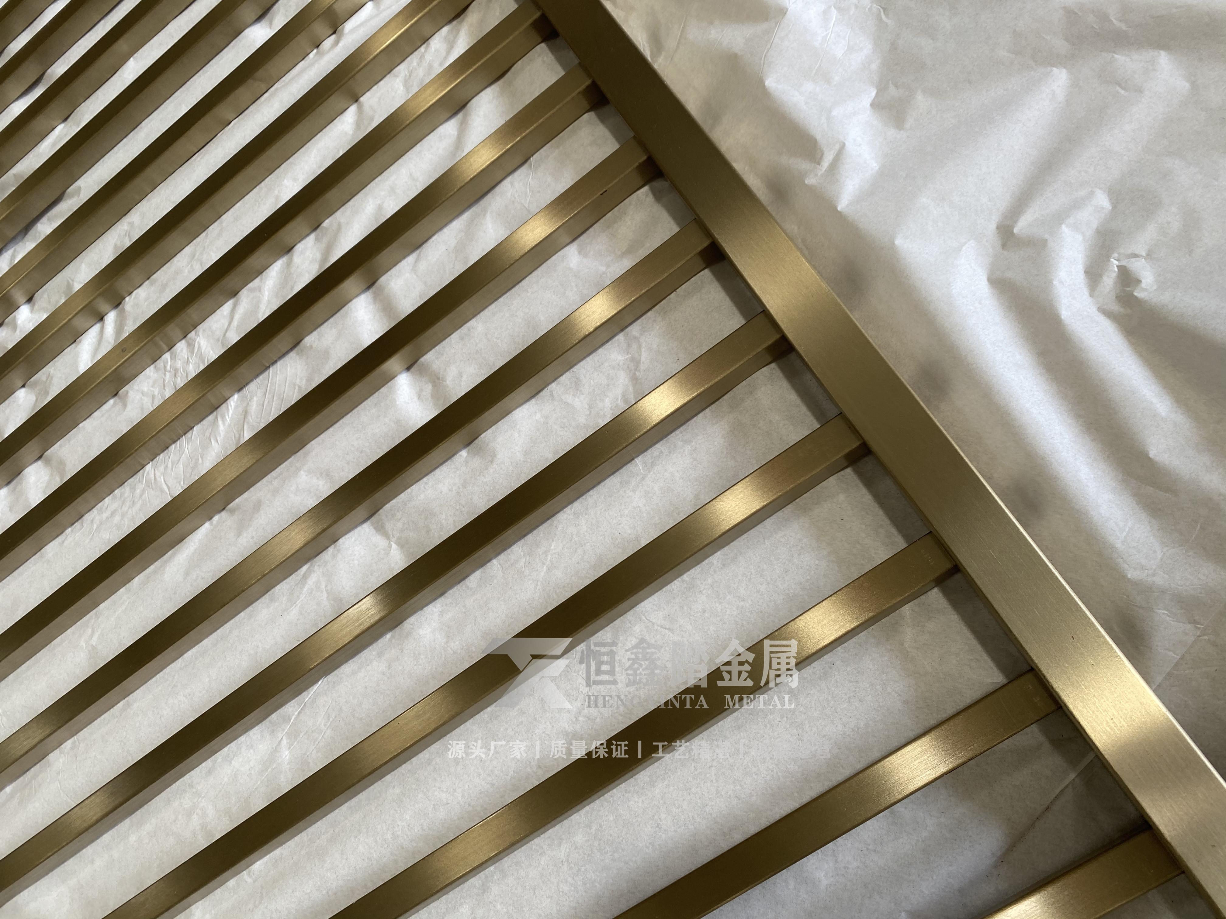 拉丝香槟金不锈钢屏风办公酒店大厅不锈钢屏风定制