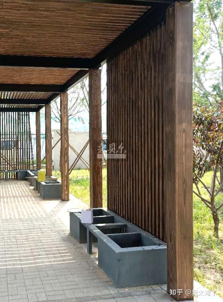 怎么做钢结构上做木纹效果?北京房山区室外廊架上木纹漆施工案例分享 - 知乎